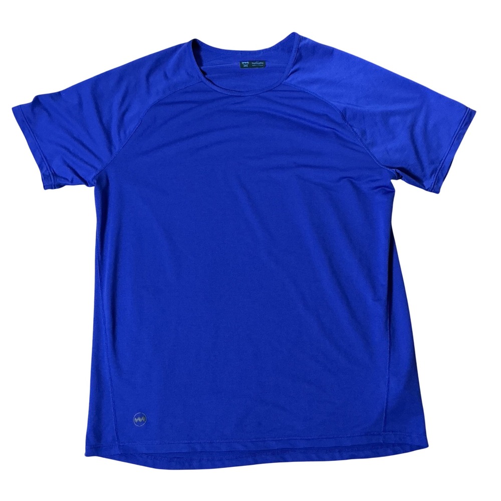 Janji Helio Tech Tee Running Shirt Mens M Blue Performance Short Sleeve Raglan